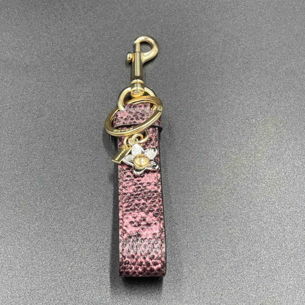 🐎Coach Pink and Black Snake Skin keychain charm